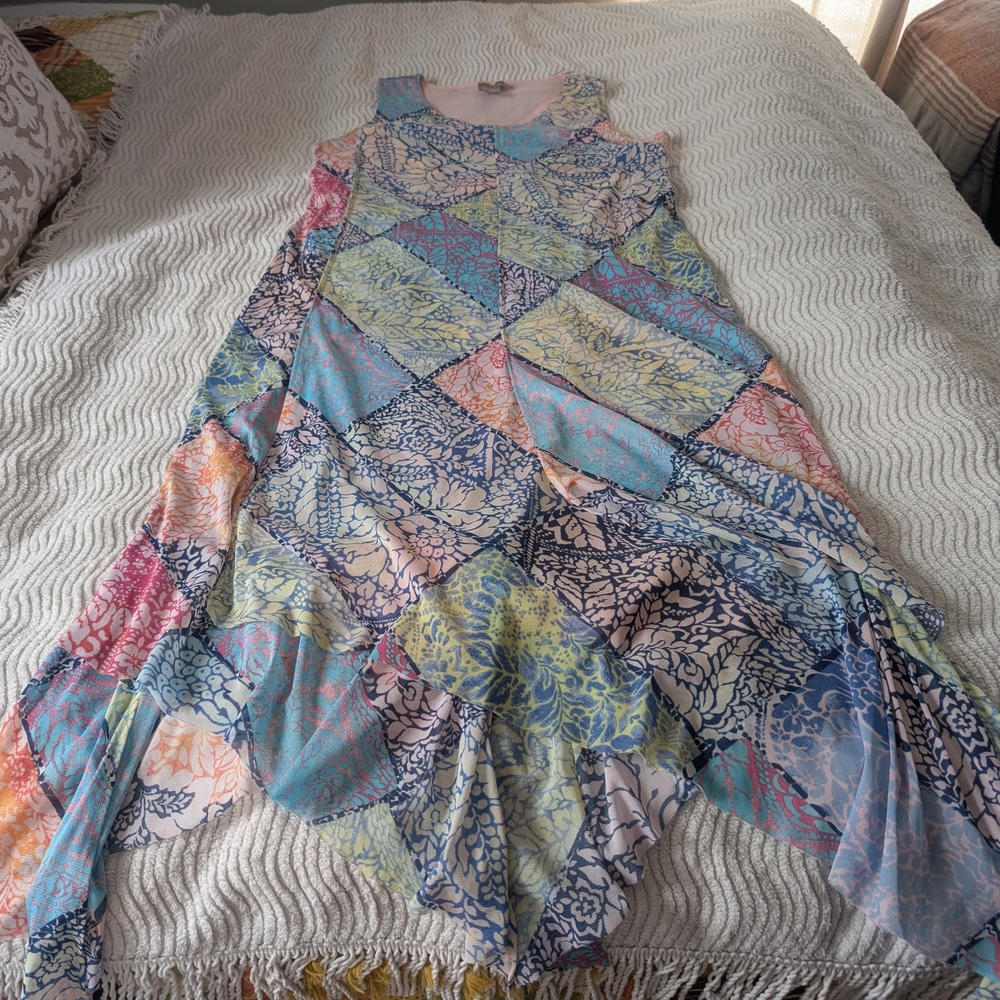 Chico's Multicolor Patchwork Irregular Hem Maxi D… - image 5